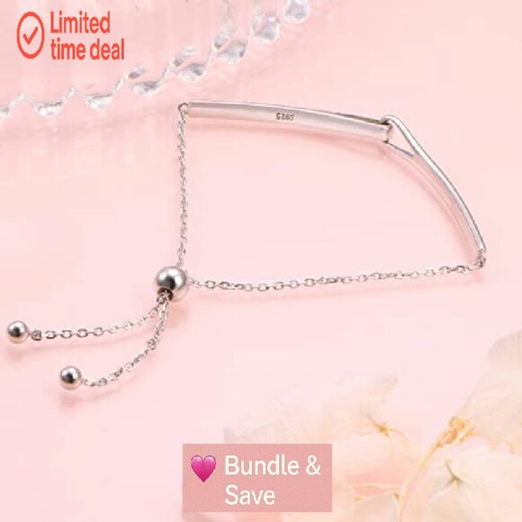 Sterling Silver Adjustable Infinity Bracelet Engraved Inspirational Gift - Picture 6 of 8